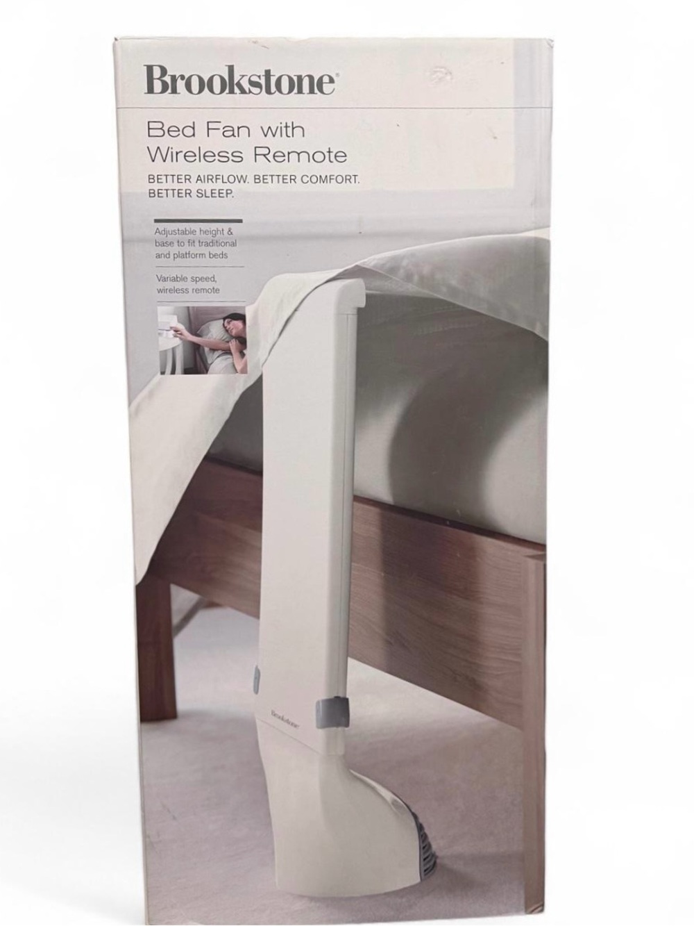 Brookstone Bed Fan System with Wireless Remote Control adjustable Height